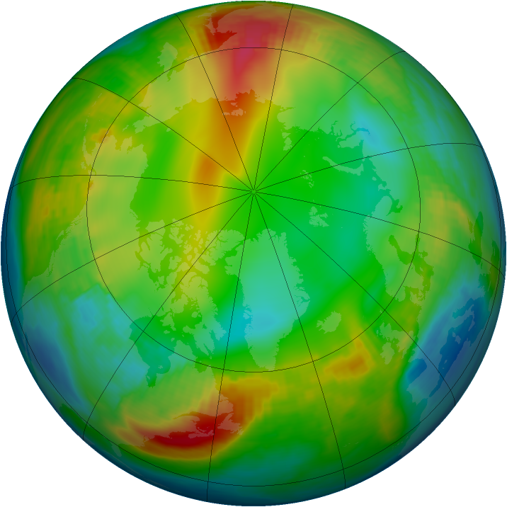 Arctic ozone map for 25 December 1983
